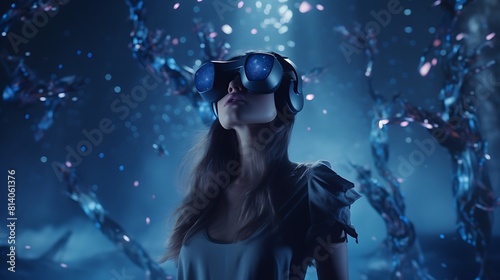 A sophisticated virtual reality headset transporting the user to a digital wonderland.