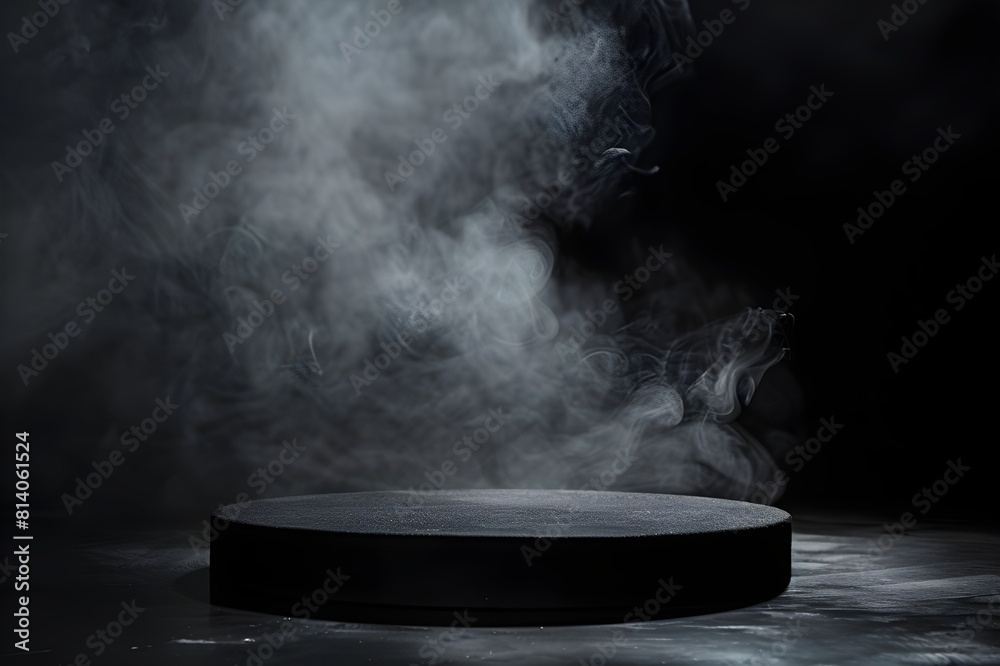 v
Podium black dark smoke background product platform abstract stage texture fog spotlight. Dark black floor podium dramatic empty night room table concrete wall scene place display studio smoky


v
