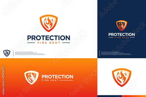 fire shield logo, durability protection, logo design symbol.