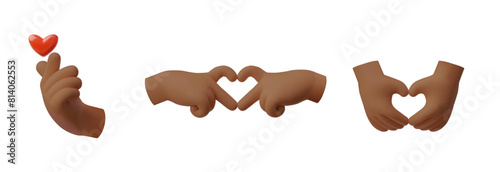 Love and approval hand gestures 3D vector icon set