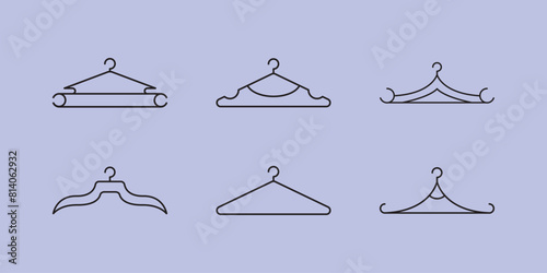 set collection of clothes hanger logo line art vector icon designs, minimalist hanger logo icon vector
