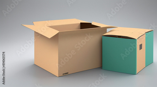 open cardboard box, mockup