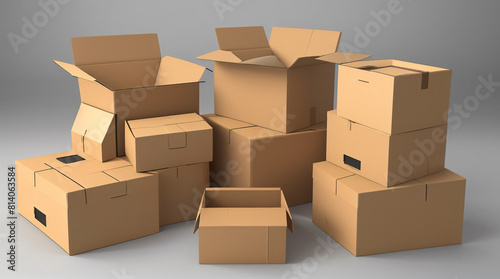 open cardboard box, mockup