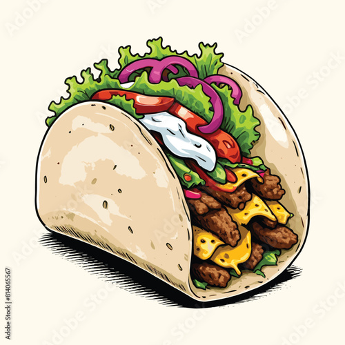 Hand Drawn Tacos Illustration Fast Food Illustration
