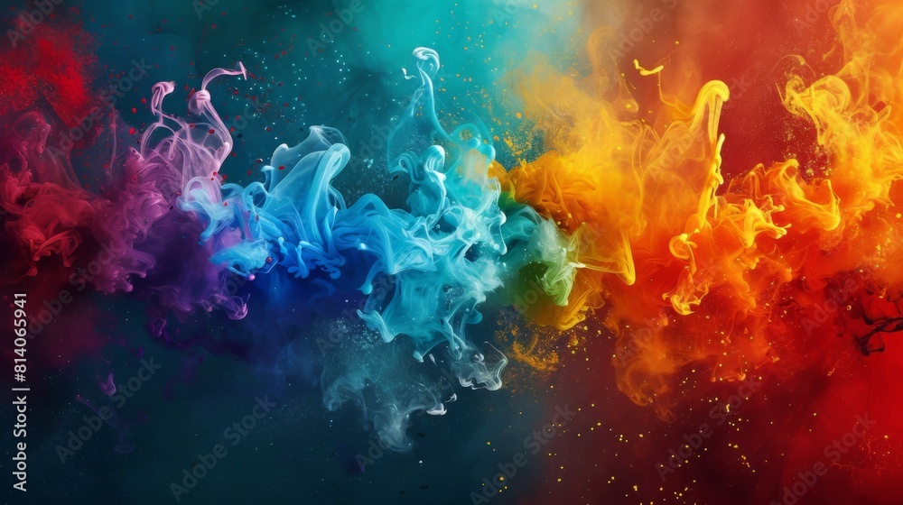 Fototapeta premium Vibrant colorful smoke on dark background