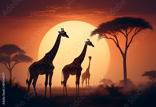 World Giraffe Day ,21 june, Giraffe in its inhabitant place sun light realistic glow add more Fantasy close up face asthetic