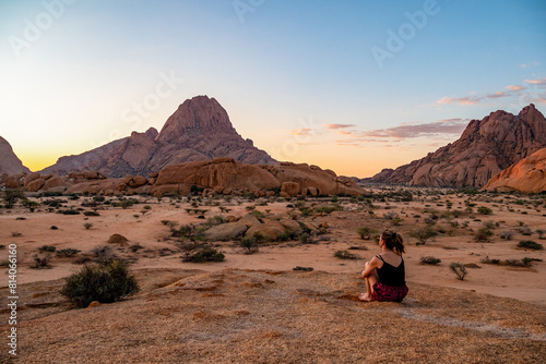Girl posing at Spitzkoppe Namibia