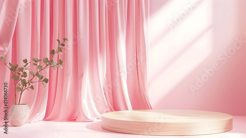 D Display Stand Showcasing Luxury Woman MockUp for Beauty Cosmetics Exhibition Booth