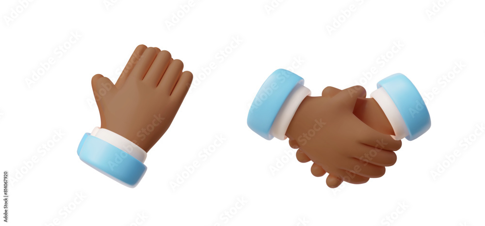 Obraz premium Greeting and handshake gestures 3D vector icon set