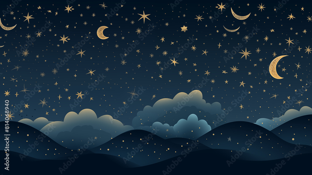 Naklejka premium Image of Sky, Clouds, Stars, Pattern Style, For Wallpaper, Desktop Background, Smartphone Cell Phone Case, Computer Screen, Cell Phone Screen, Smartphone Screen, 16:9 Format - PNG