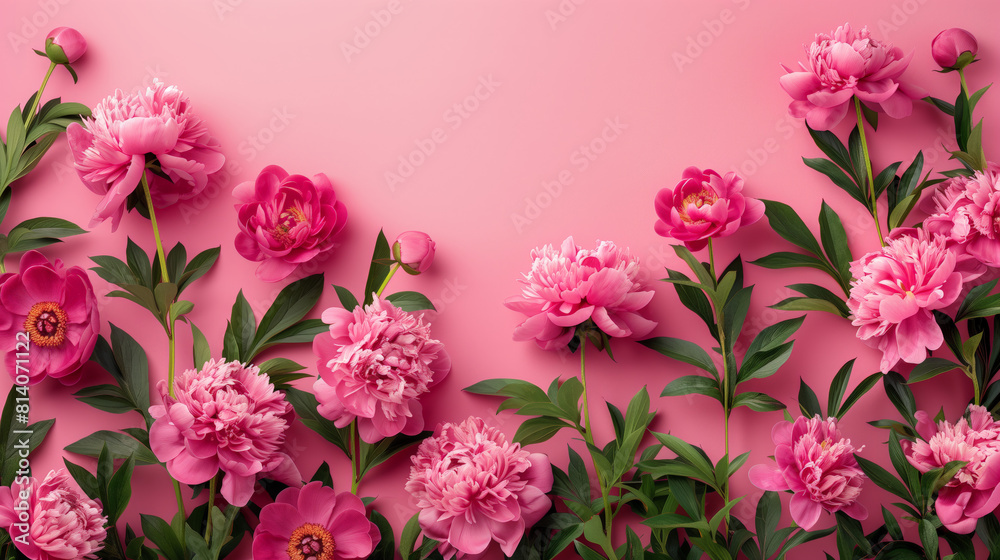 stunning peony flowers rests upon a soft pink background stunning peony flowers rests upon a soft pink background