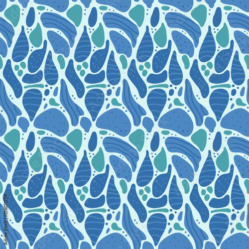 Abstract liquid shapes seamless pattern. Organic elements endless background. Geometric modern repeat cover. Vector hand drawn illustration.