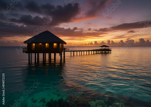 resort pier at sunset in summer  wallpaper  