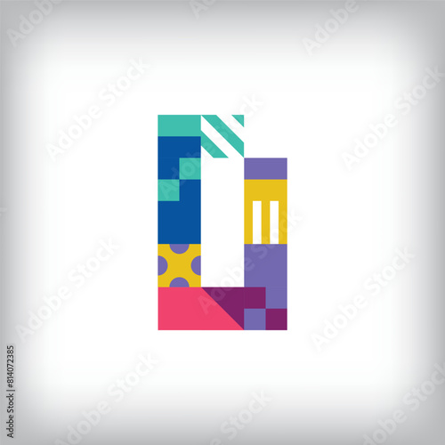 Creative number 0 logo with geometric shapes. Creative educational colorful graphics. Vector