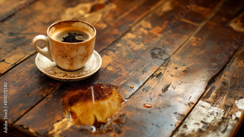 Coffee Cup on a Rustic Wooden Table