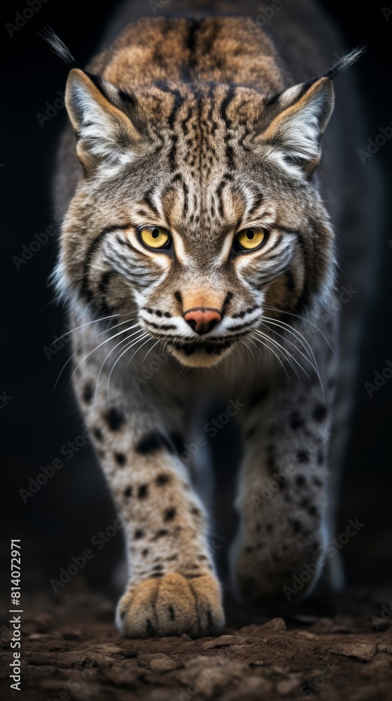 Fierce Bobcat Portrait with Intense Stare Generative AI Fierce Bobcat Portrait with Intense Stare Generative AI