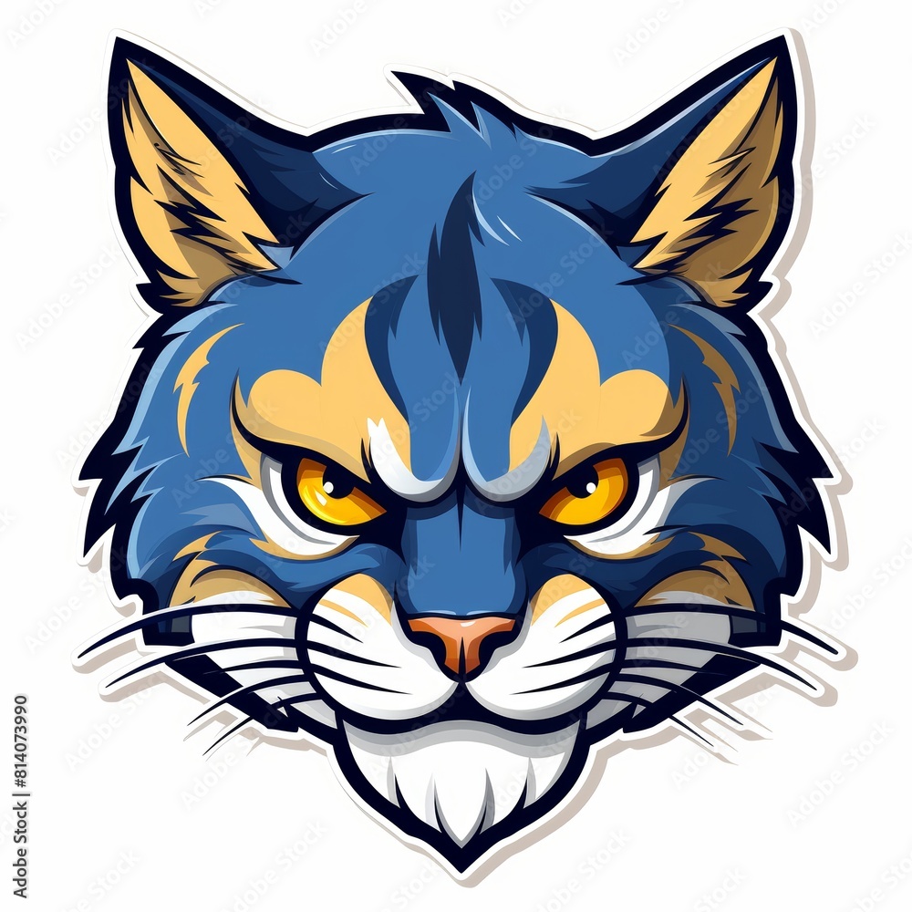 Fototapeta premium Cartoon Bobcat Face Sticker Generative AI