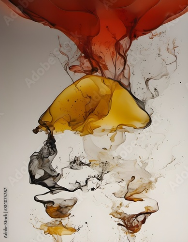 AI generated illustration of an inkpainting watercolor of liquid substances suspended in the air photo