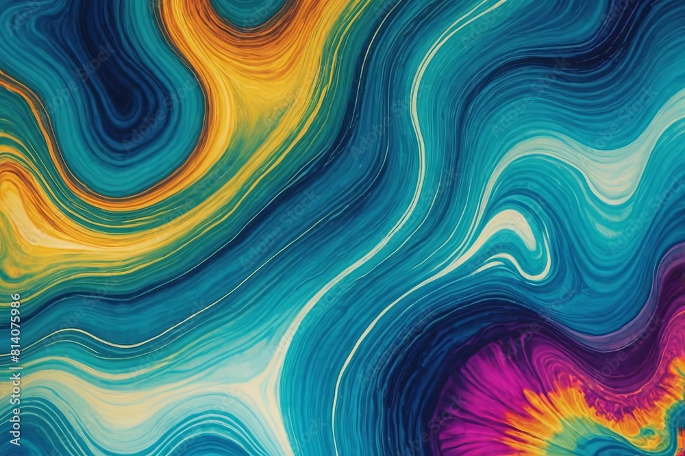 Fototapeta premium Water blur degrade alcohol ink texture background. Seamless liquid flow stripe effect. Distorted tie dye wash variegated fluid blend. Repeat ombre pattern for sea, ocean, nautical maritime backdrop