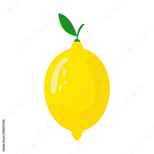 Flat style lemon fruit icon isolated on white background. Element of healthy food design, product label. Vector illustration 