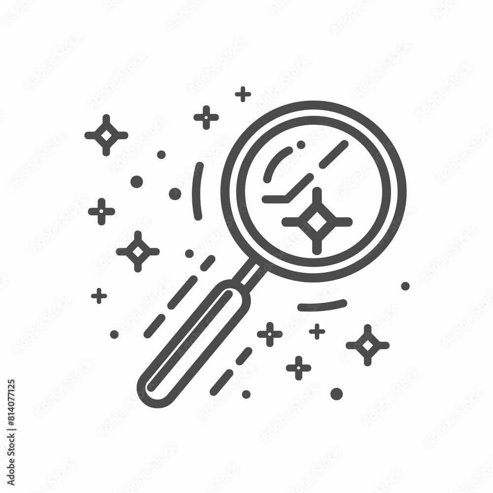 Detail Examination with a Magnifying Glass: Linear Icon in Action Detail Examination with a Magnifying Glass: Linear Icon in Action