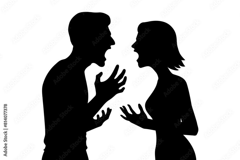 Silhouette of an Angry couple. Vector illustration Silhouette of an Angry couple. Vector illustration