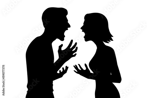 Silhouette of an Angry couple. Vector illustration