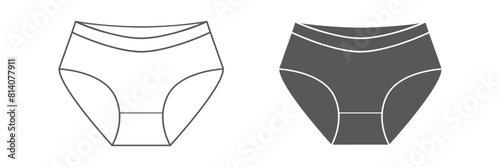 Underwear. Womens black and white template underwear. Womens panties template