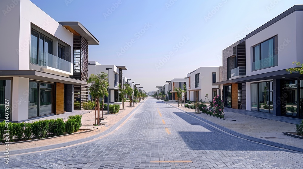 Newly constructed houses on a recently developed residential area