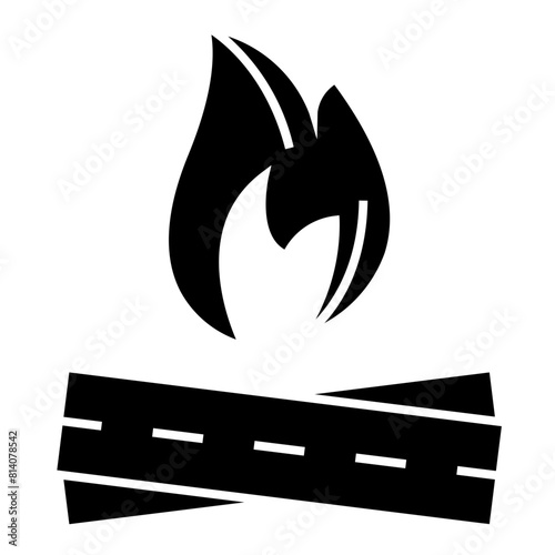 Campfire Icon Bonfire Camping Bon Camp Wood Fire Flames Burn Vector icon.