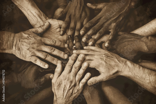 Close up of high five hand gesture, symbol of common celebration or greeting, people planning to reach their goal, slap each other to start working together.