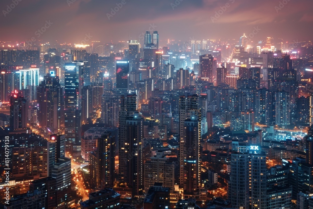 A bustling cityscape depicts the thriving economy, with millions of lights illuminating the skyline in a spectacular display of prosperity. A bustling cityscape depicts the thriving economy, with millions of lights illuminating the skyline in a spectacular display of prosperity.