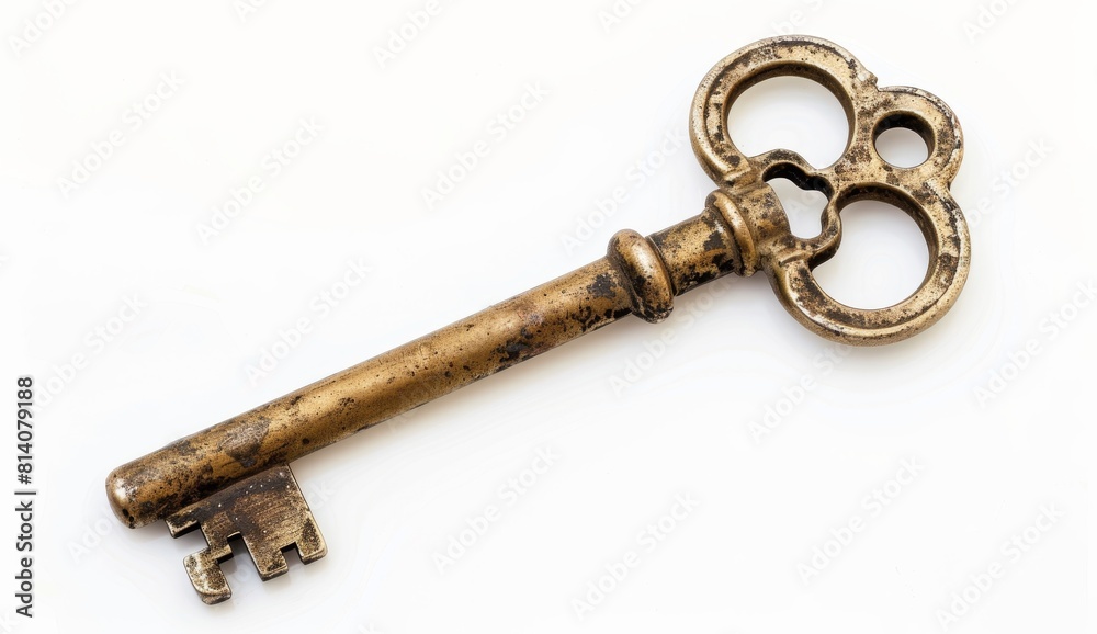 old rusty key isolated on a white background old rusty key isolated on a white background