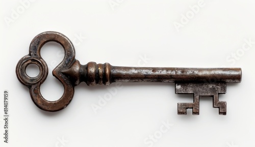 old rusty key isolated on a white background