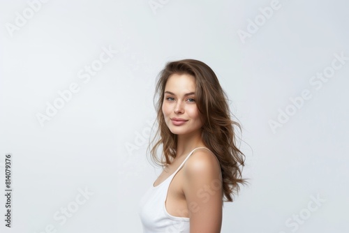Beauty face skin woman beautiful eyes and lips tanned skin 