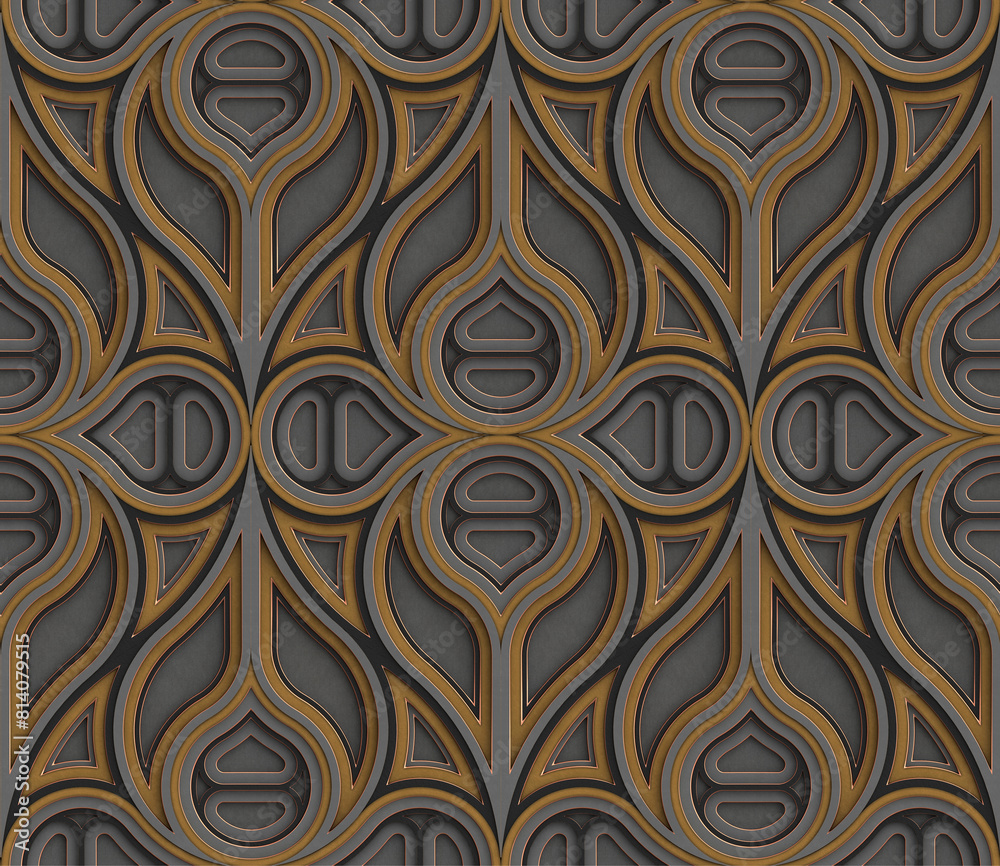 custom made wallpaper toronto digital3D Wallpaper Gothic architecture stained glass gray, black and mint color decor on the edges. High quality seamless realistic texture