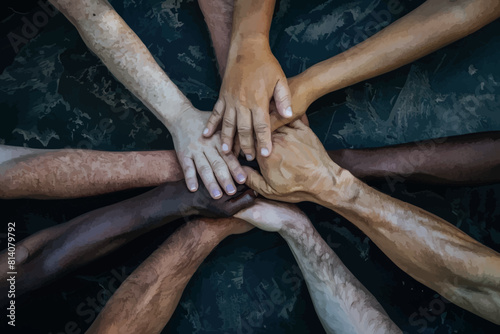 Close up of high five hand gesture, symbol of common celebration or greeting, people planning to reach their goal, slap each other to start working together.