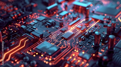 Intricate Electronic Circuitry High Detail Technology Motherboard