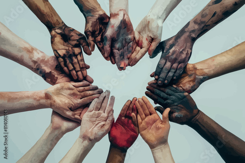 Close up of high five hand gesture, symbol of common celebration or greeting, people planning to reach their goal, slap each other to start working together.