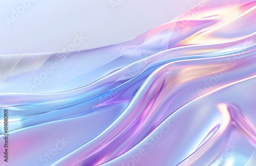 abstract background with a gradient of light purple and blue colors, flowing shapes, 3d rendered, abstract design, glossy surface, curved lines, minimalistic style, glass effect 