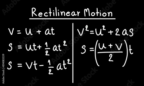 Rectilinear motion equation, physics equation