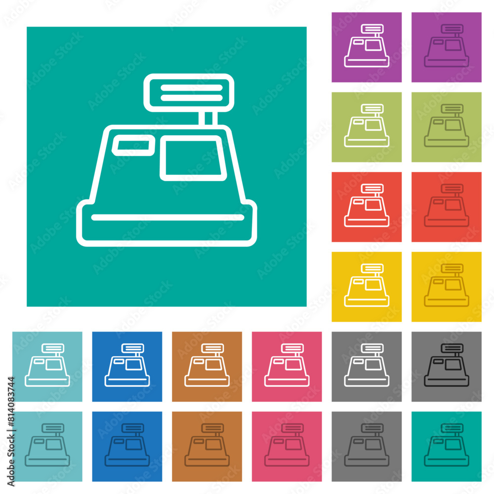 Fotografie Cash register outline square flat multi colored icons