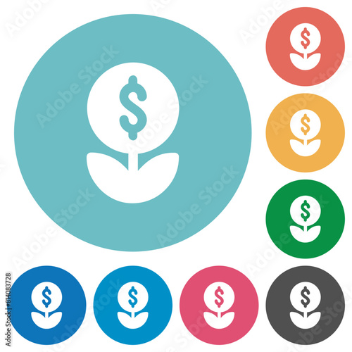 Money plant solid flat round icons