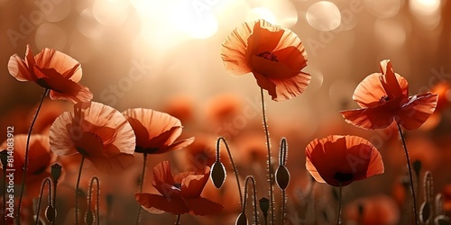 Anzac Day banner featuring a poignant poppy field background for remembrance. Concept Remembrance, Anzac Day, Poppy Field, Banner Design, poignant