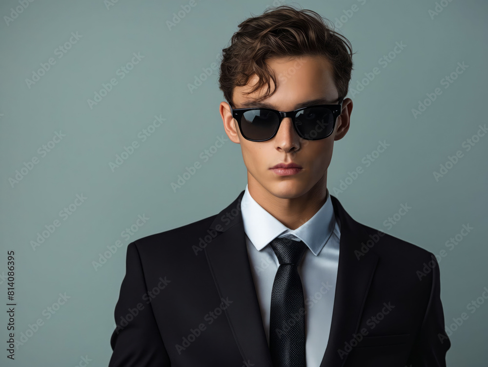 A man in a suit and sunglasses.
