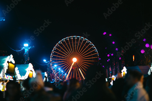 Luminous Ferris Wheel at Brussels Christmas Market photo