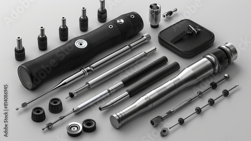 Advanced otoscope with interchangeable heads for different examinations.
