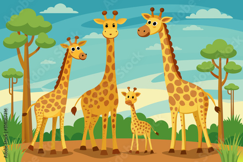 giraffe cartoon vector illustration