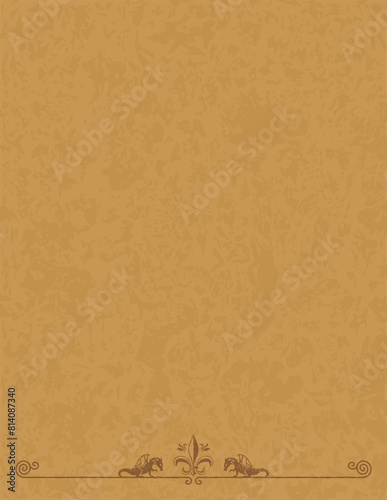 Vertical Letter 8.5 x 11 Parchment - Dragons and Fleur de Lys Footer