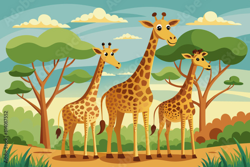 giraffe cartoon vector illustration